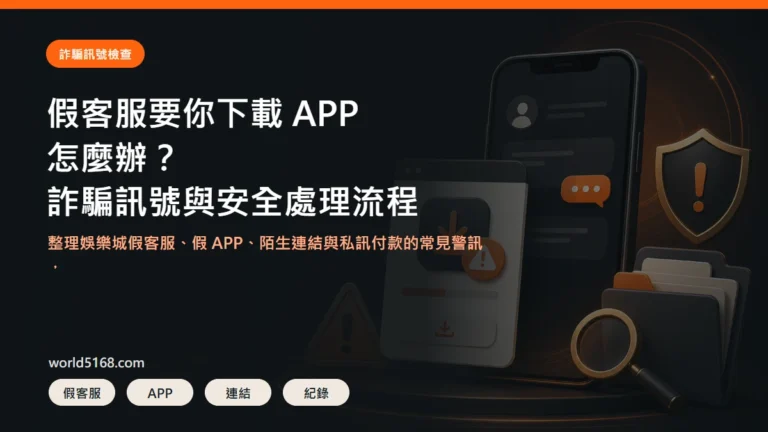 假客服要你下載 APP 怎麼辦精選圖片,包含娛樂城詐騙訊號與安全處理流程