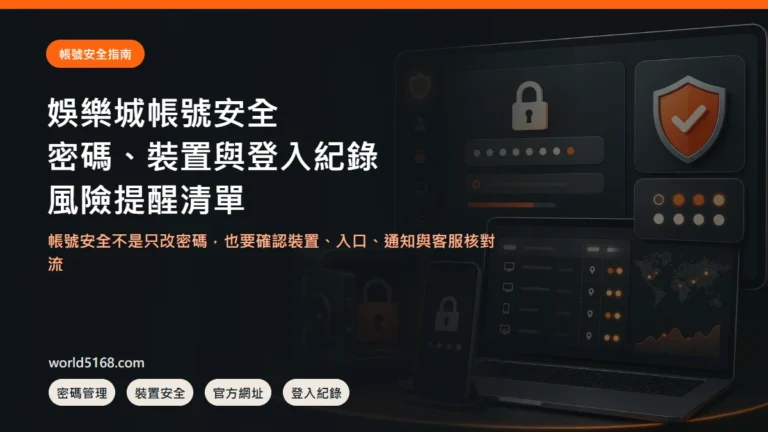 娛樂城帳號安全，密碼、裝置、登入紀錄與風險提醒封面圖