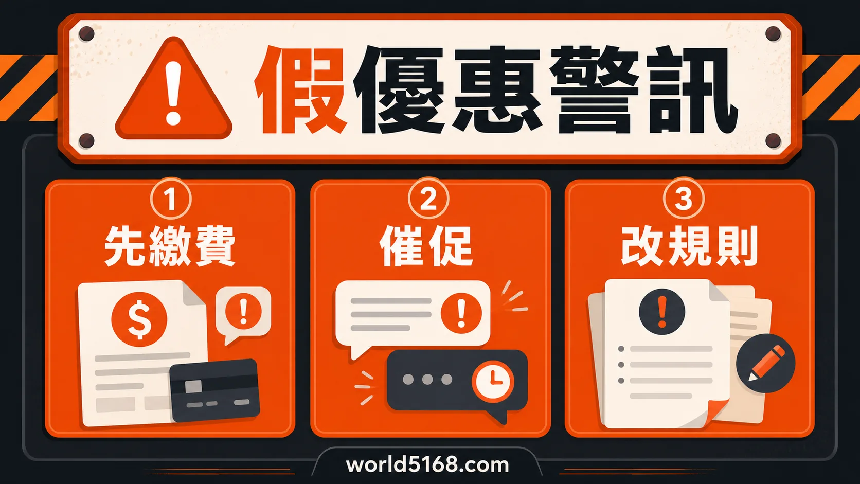 娛樂城假優惠警訊，包含先繳費、催促與改規則